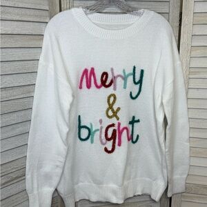 Cozy White 'Merry & Bright' Sweater